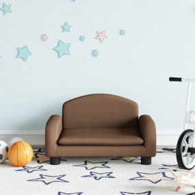 Kids Sofa Brown Fabric (100% polyester), solid pine woo...