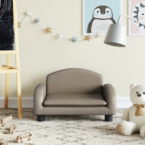 Kids Sofa Cappuccino Faux Leather, Pine Wood Mini Tough