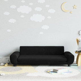 Kids Sofa Black Velvet (100% polyester), solid pine woo...