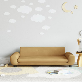 Kids Sofa Brown Velvet (100% polyester), solid pine woo...