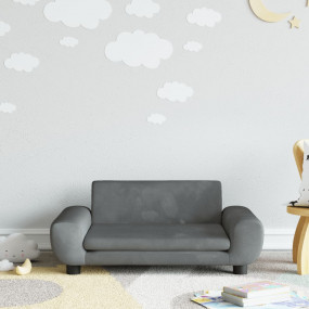 Kids Sofa Dark gray Velvet, solid pine wood, foam Mini