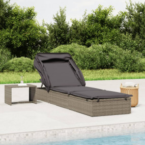 Sunbed Grey PE Rattan, Powder-Coated Steel 83.1 x 25.6 ...