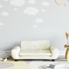 Kids Sofa Cream Velvet, Solid Pine Wood, Plastic Mini K...