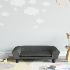 Kids Sofa Dark Grey Velvet, solid pine wood, plastic, f...