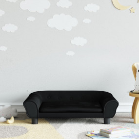 Kids Sofa Black Velvet (100% polyester), solid pine woo...