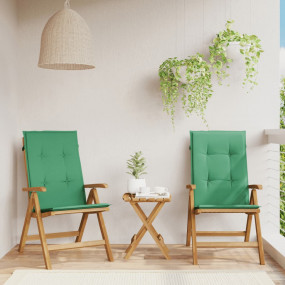 Reclining Garden Chair Set of 2 Green Solid Teak wood S...