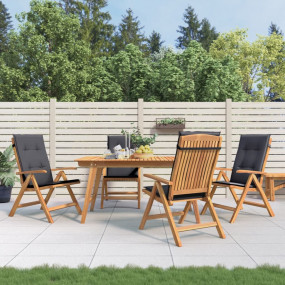 Reclining Garden Chair Set of 4 Anthracite Solid Teak W...