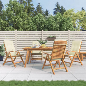 Reclining Garden Chair Set of 4 Cream Cushion Solid tea...