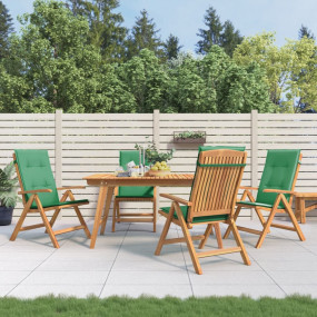 Reclining Garden Chair Set of 4 Teak wood with green cu...