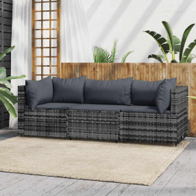 Patio Lounge Set Grey with Anthracite cushions