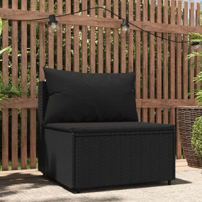 Patio Middle Sofa Black PE Rattan, Powder-Covered Steel...