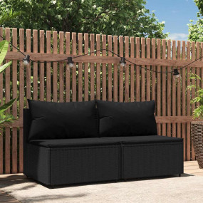 Patio Middle Sofa Black PE rattan Standard  Adjustable ...