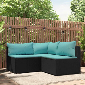 Patio Lounge Set Black, Water Blue