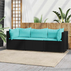 Patio Lounge Set Black, Water blue