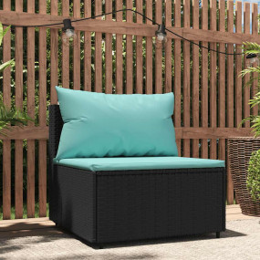 Patio Middle Sofa Black, Water blue PE rattan Medium