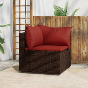 Patio Corner Sofa Brown PE rattan 24.8" x 24.8" x 22.6