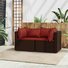 Patio Corner Sofa Brown, Cinnamon Red