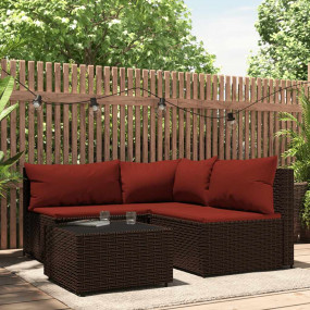 Patio Lounge Set Brown and Cinnamon Red