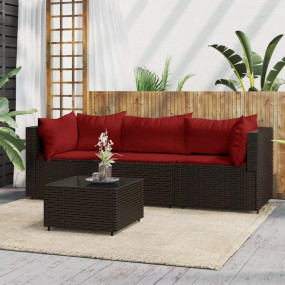 Patio Lounge Set Brown and Cinnamon Red