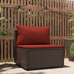 Patio Middle Sofa Brown PE rattan Medium Adjustable Fee...