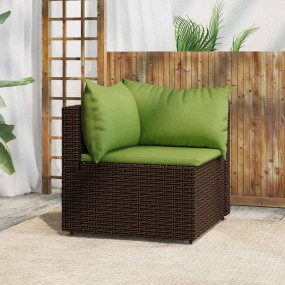 Patio Corner Sofa Brown and Green