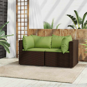 Patio Corner Sofa Brown PE rattan Medium Adjustable Fee...