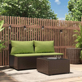 Patio Lounge Set Brown and green cushions