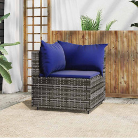 Patio Corner Sofa Gray PE rattan, powder-coated steel, ...