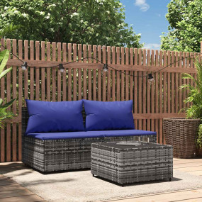 Patio Lounge Set Gray PE rattan Standard Adjustable Fee...