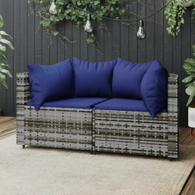Patio Corner Sofa Gray, Dark Blue