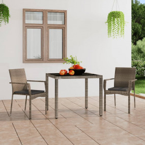 Garden Chair Set of 2 Grey PE rattan Standard Stackable