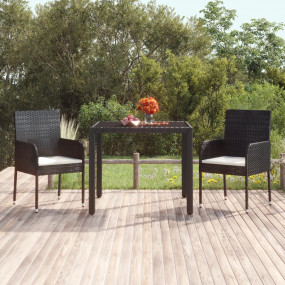 Garden Chair Set of 2 Black Poly Rattan Standard Durabl...
