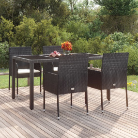 Garden Chair Set of 4 Black, Cream White