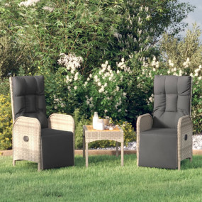 Outdoor Reclining Chair Set of 2 Grey