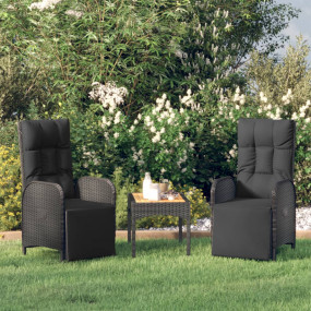 Outdoor Reclining Chair Set of 2 Black