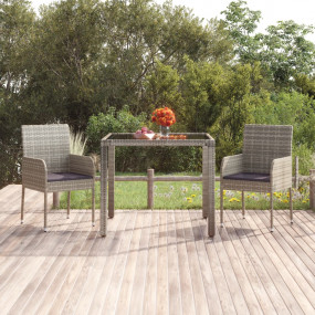 Garden Table With Glass Top Grey