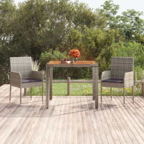 Garden Table With Wooden Top Grey, Natural Wood Poly Ra...