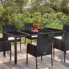 Garden Table With Glass Top Black