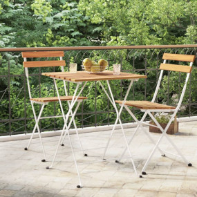 Folding Bistro Table Brown and Black Solid Acacia wood ...