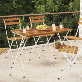 Folding Bistro Table Brown, Black Solid acacia wood, St...
