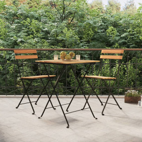 Folding Bistro Chair Set of 2 Natural Teak Solid teak w...