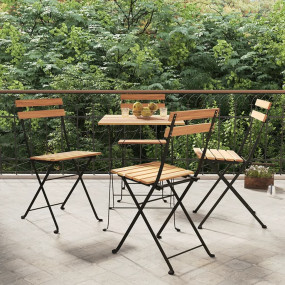 Folding Bistro Chair Set of 4 Brown Solid Teak Wood One...