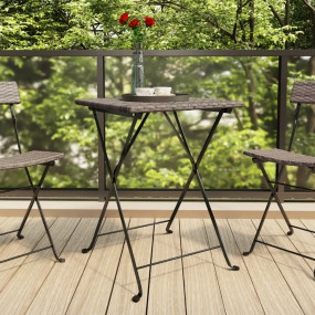 Folding Bistro Table Grey PE rattan, powder-coated stee...
