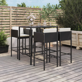 Garden Bar Set Black PE rattan Standard Footrest Garden...