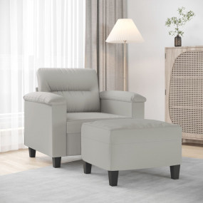 Sofa Chair With Footstool Light Grey