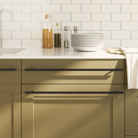 Cabinet Handle Set of 10 Black Stainless Steel Long Sim...
