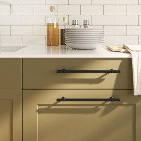 Cabinet Handle Set of 20 Black Stainless Steel Medium D...