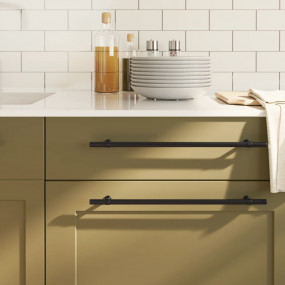 Cabinet Handle Set of 10 Black Stainless Steel 15.7 in ...