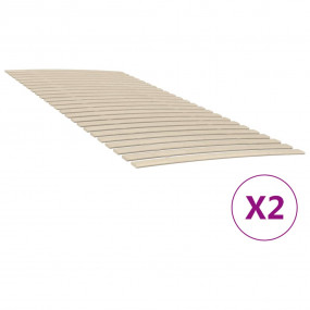 Slatted Bed Base Natural wood color Solid poplar wood 3...