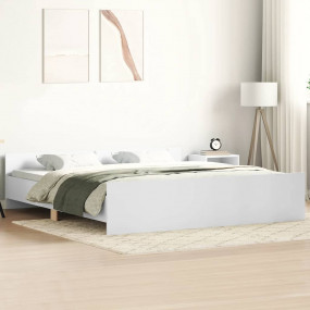 Bed Frame White Engineered wood, Plywood, Solid pine Do...